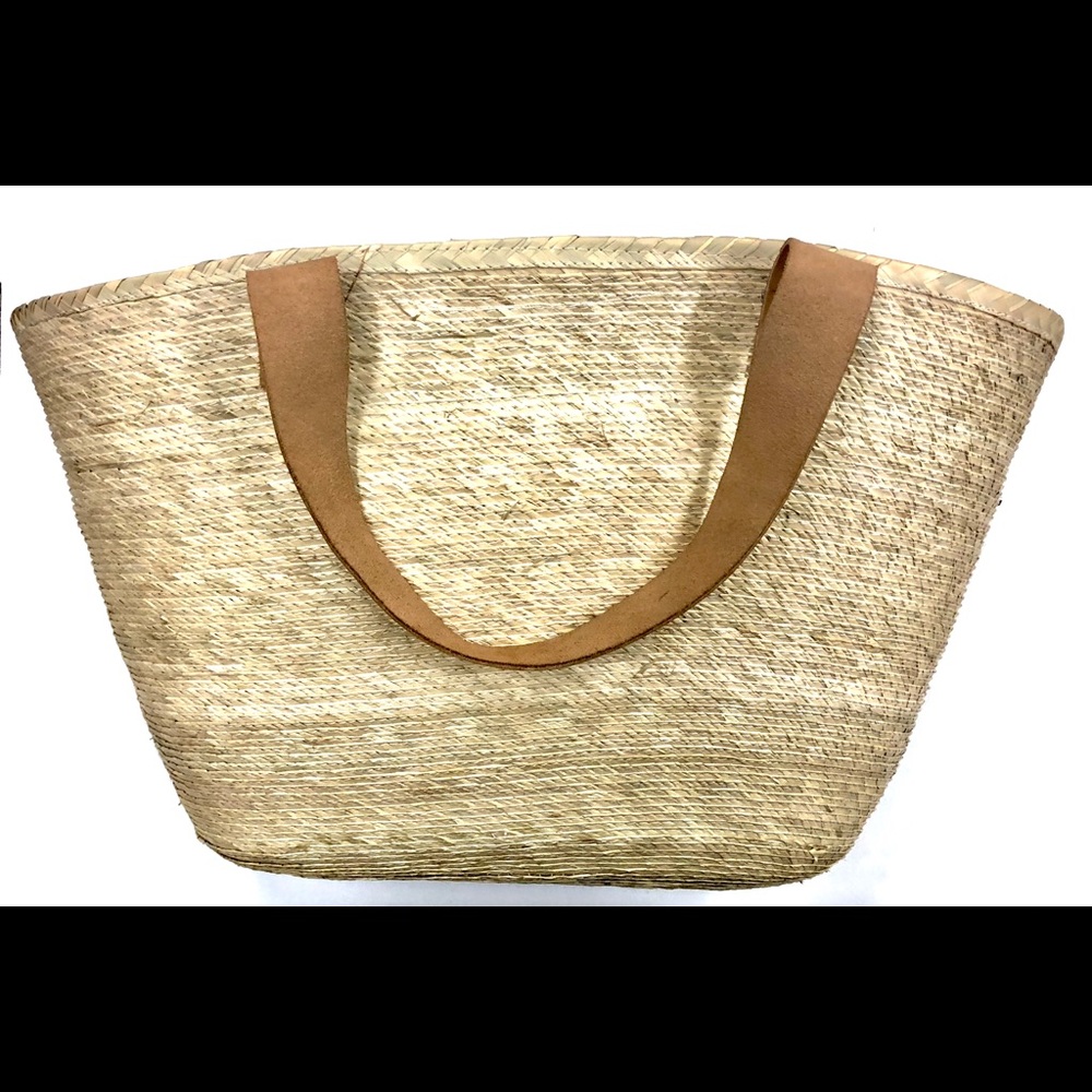 Handmade Woven Natural Palm Handbag.Beige